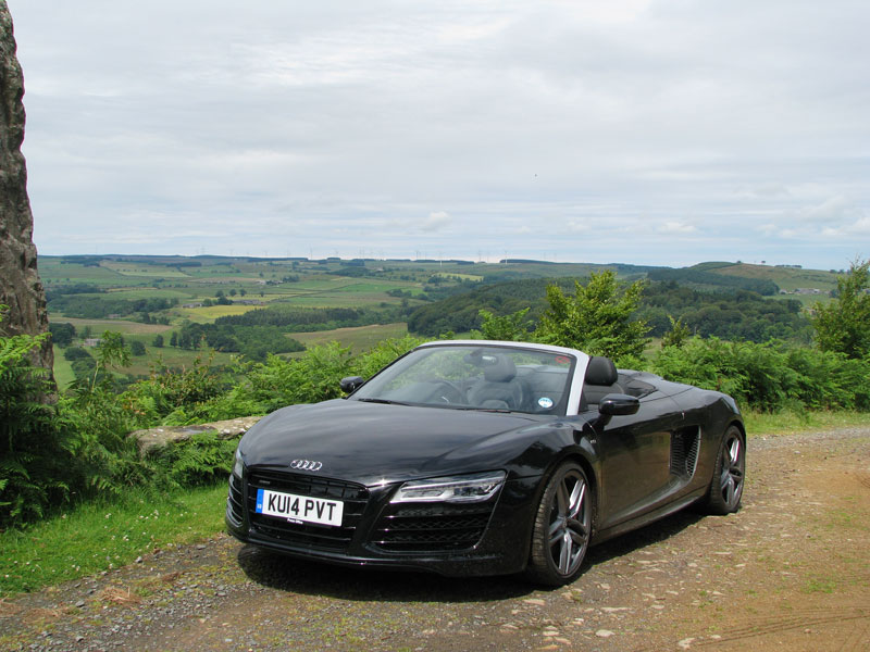 Audi R8 Spyder posed in front of Northumberland Estates