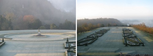 Cliveden Parterre at 6 am with morning frost