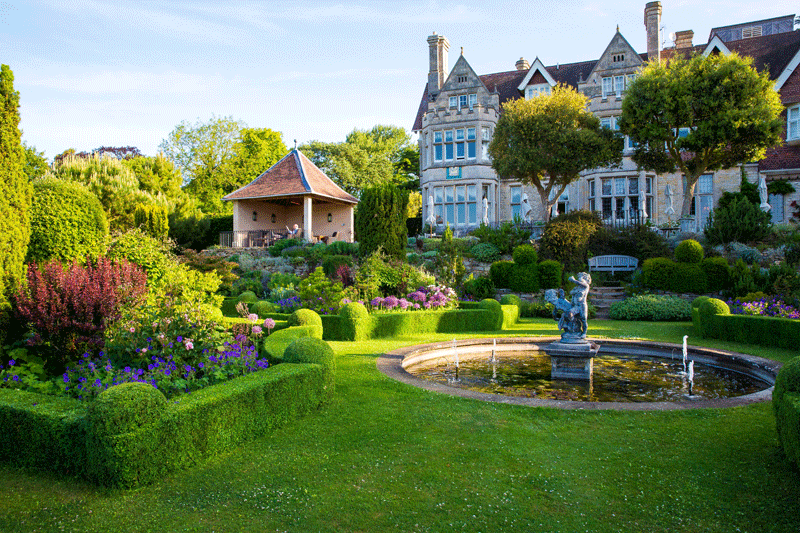 Formal gardens at Hambleton Hall Hotel in Rutland