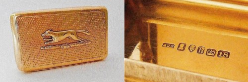 George IV 18 carat gold Snuff Box with engine turned sides and applied with a running fox by Alexander Strachan 1823 details