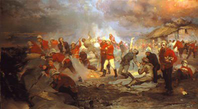 The Defence of Rorke's Drift by Lady Elizabeth Butler commissioned by Queen Victoria and inspired by survivors accounts 1880