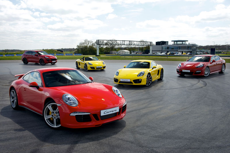 selection of Porsche Cars at Silverstone Race Track