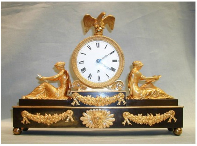 Regency Ormolu Bronze Mantel Clock by Baetens