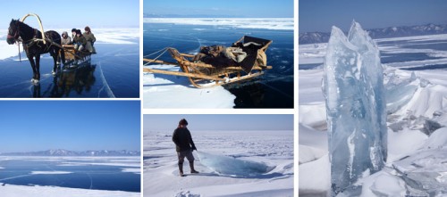 Frozen Lake Baikal crossed by Antony Johnson and party