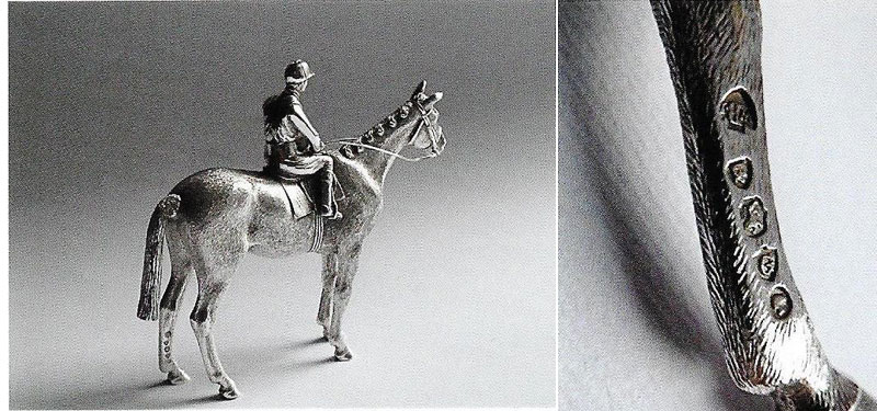 Rare Victorian cast Pepper modelled as a jockey probably Fred Archer on horseback by William and John Barnard 1882
