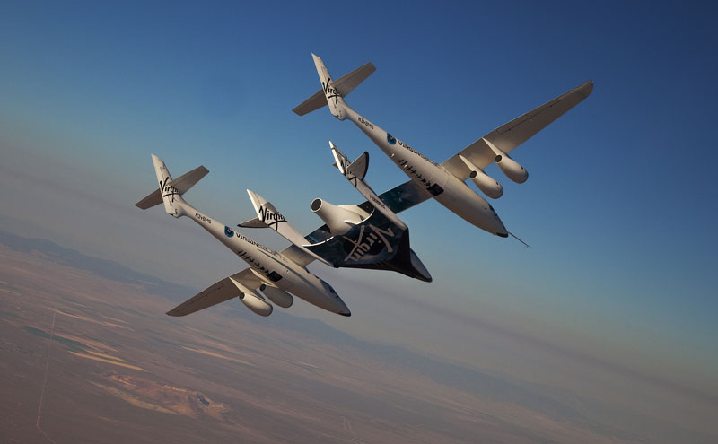 Whiteknighttwo and Spaceshiptwo in full flight